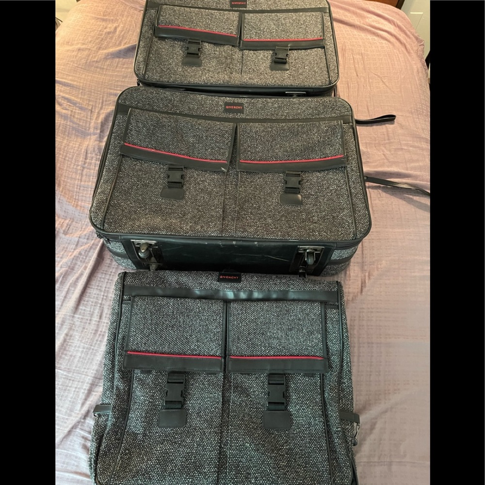 Givenchy Tweed Luggage 3 pcs- Vintage Givenchy Luggage  2 suitcases 1 garment